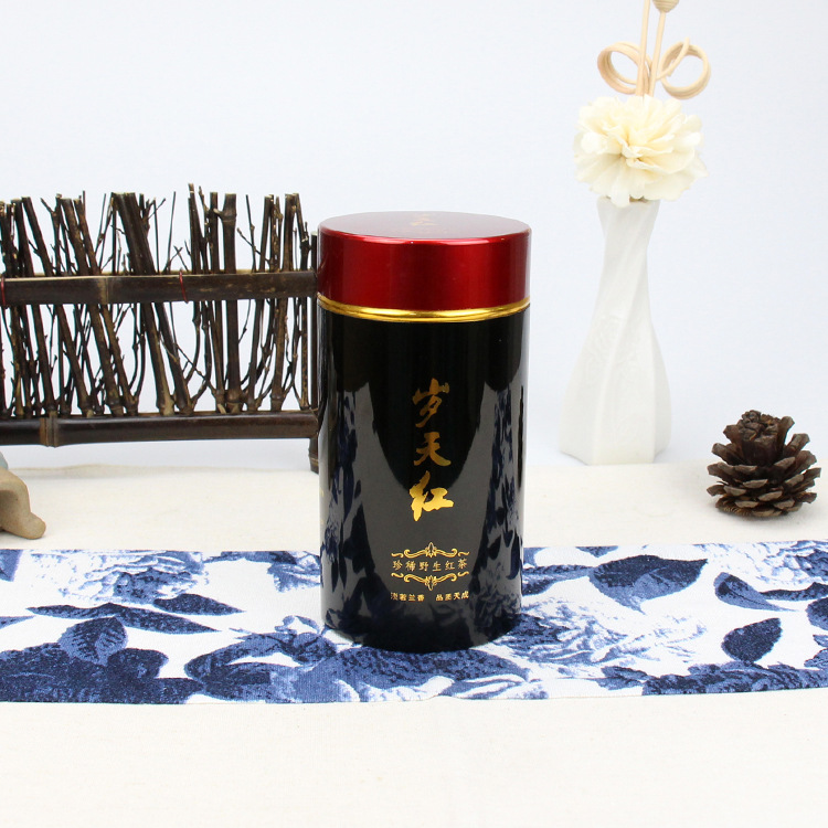 廠家訂做高檔鋁罐 歲天紅茶葉鋁罐 黑色67#紅茶金屬罐批發